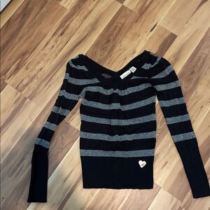 Black and Gray Striped Sweater